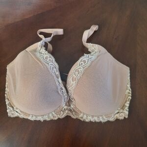 Natori 34DD Tan Feathers Contour Plunge Bra 730023